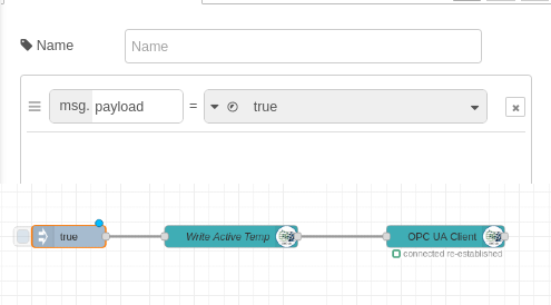 Top is the Inject node configuration