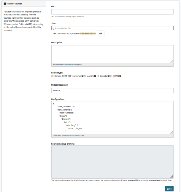 harvesting config