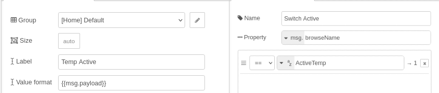 Switch node on the right and Text node on the left